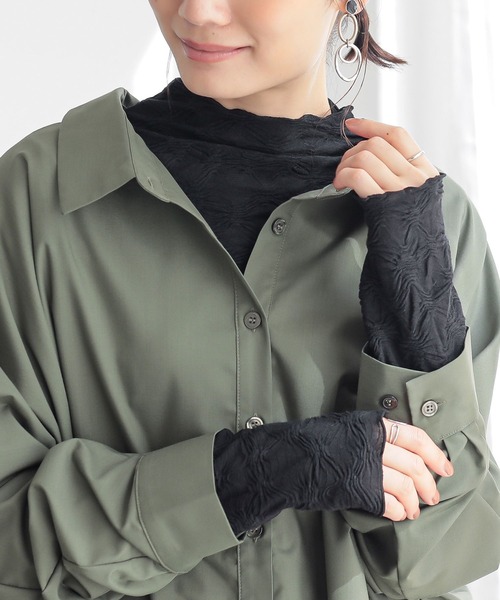 n'OrLABEL(ノアールレーベル)の「ジャカード切替ボトルネックカットソー(Tシャツ/カットソー・レディース・オフホワイト/ブラック/ブルーグリーン・1/2)」の16枚目の写真