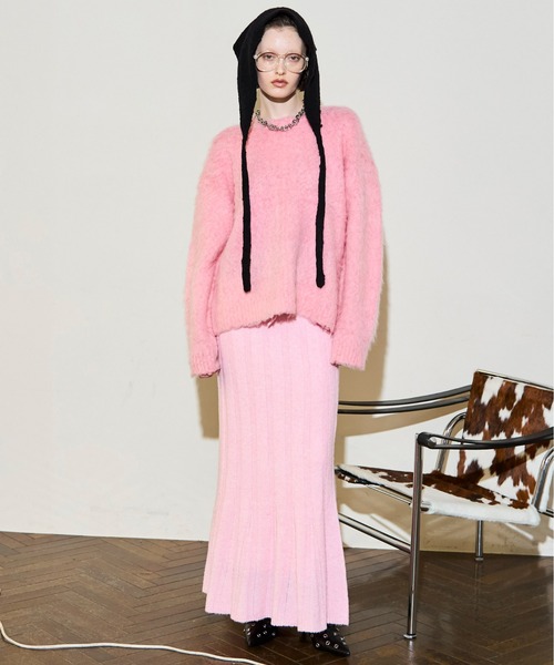 MAISON SPECIAL(メゾンスペシャル)の「Random Rib Knit Flared Skirt / ランダムリブニットフレアスカート(スカート・レディース・ブラック/グレー/ピンク・38/36)」の7枚目の写真