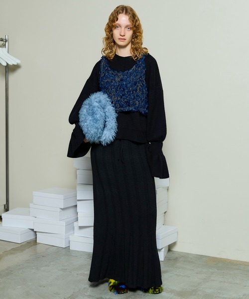 MAISON SPECIAL(メゾンスペシャル)の「Random Rib Knit Flared Skirt / ランダムリブニットフレアスカート(スカート・レディース・ブラック/グレー/ピンク・38/36)」の4枚目の写真