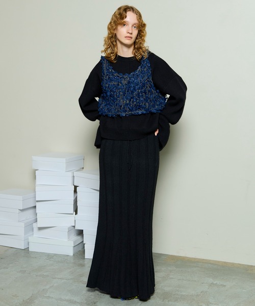MAISON SPECIAL(メゾンスペシャル)の「Random Rib Knit Flared Skirt / ランダムリブニットフレアスカート(スカート・レディース・ブラック/グレー/ピンク・38/36)」の9枚目の写真