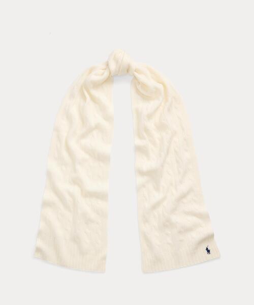 ケーブルニット ウールカシミヤ スカーフ（マフラー）｜POLO RALPH