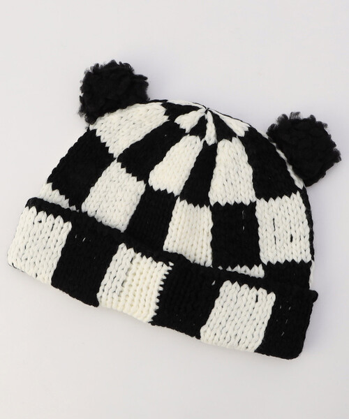 BASICKS(ベイシックス)の「BASICKS/ベイシックス Checkered Flag Bear Beanie / チェッカーフラッグ ベアビーニー(ニットキャップ/ビーニー・レディース・その他9・SMALL)」の2枚目の写真