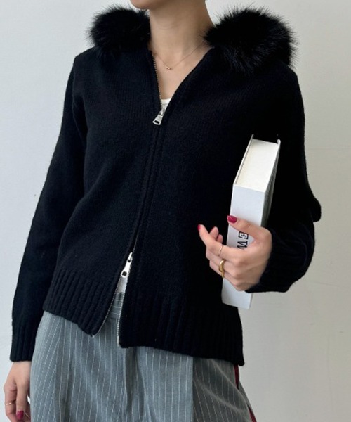 ファーフードニットパーカー（パーカー）｜SEN TOKYO（セントーキョー