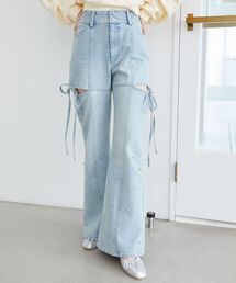 MAJESTIC LEGON | スリットビジューフレアデニムパンツ(デニムパンツ)