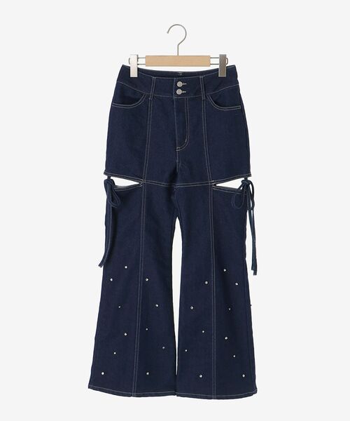 MAJESTIC LEGON（マジェスティックレゴン）の「スリットビジューフレアデニムパンツ（デニムパンツ・レディース・ネイビー/サックスブルー/ブルー・SMALL/MEDIUM）」の7枚目の写真