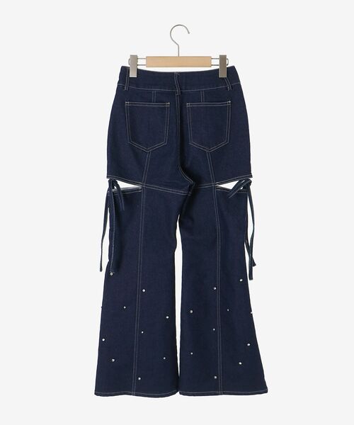 MAJESTIC LEGON（マジェスティックレゴン）の「スリットビジューフレアデニムパンツ（デニムパンツ・レディース・ネイビー/サックスブルー/ブルー・SMALL/MEDIUM）」の8枚目の写真