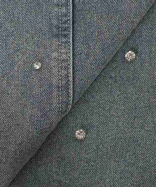 MAJESTIC LEGON（マジェスティックレゴン）の「スリットビジューフレアデニムパンツ（デニムパンツ・レディース・ネイビー/サックスブルー/ブルー・SMALL/MEDIUM）」の18枚目の写真