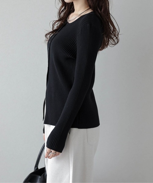 セール】フロントボタンスリットリブニット（ニット/セーター）｜AMELY