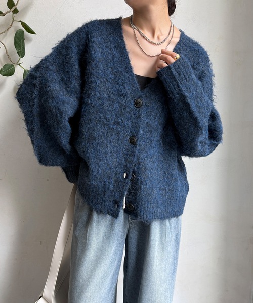 DouDou（ドゥドゥ）の「【WEB限定】シャギーVカーディガン（カーディガン/ボレロ・レディース・ネイビー/チャコールグレー/ブラウン・FREE）」の3枚目の写真