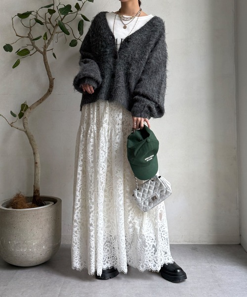 DouDou（ドゥドゥ）の「【WEB限定】シャギーVカーディガン（カーディガン/ボレロ・レディース・ネイビー/チャコールグレー/ブラウン・FREE）」の5枚目の写真