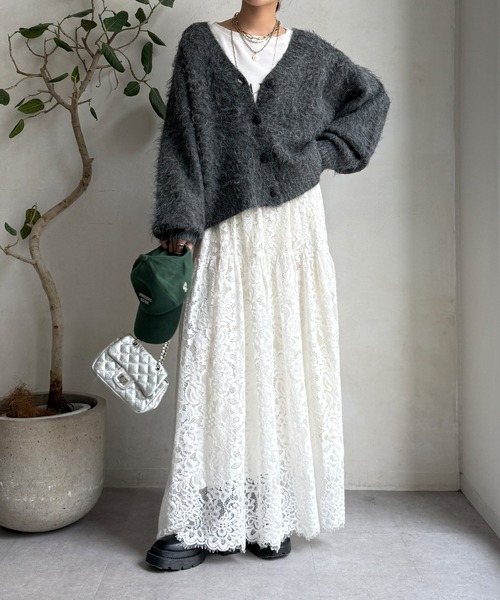 DouDou（ドゥドゥ）の「【WEB限定】シャギーVカーディガン（カーディガン/ボレロ・レディース・ネイビー/チャコールグレー/ブラウン・FREE）」の6枚目の写真