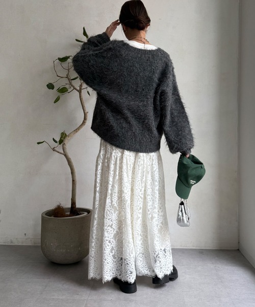 DouDou（ドゥドゥ）の「【WEB限定】シャギーVカーディガン（カーディガン/ボレロ・レディース・ネイビー/チャコールグレー/ブラウン・FREE）」の8枚目の写真