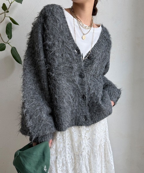 DouDou（ドゥドゥ）の「【WEB限定】シャギーVカーディガン（カーディガン/ボレロ・レディース・ネイビー/チャコールグレー/ブラウン・FREE）」の11枚目の写真