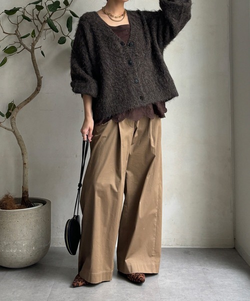 DouDou（ドゥドゥ）の「【WEB限定】シャギーVカーディガン（カーディガン/ボレロ・レディース・ネイビー/チャコールグレー/ブラウン・FREE）」の14枚目の写真