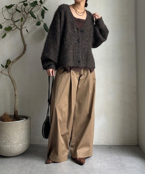 DouDou（ドゥドゥ）の「【WEB限定】シャギーVカーディガン（カーディガン/ボレロ・レディース・ネイビー/チャコールグレー/ブラウン・FREE）」の15枚目の写真