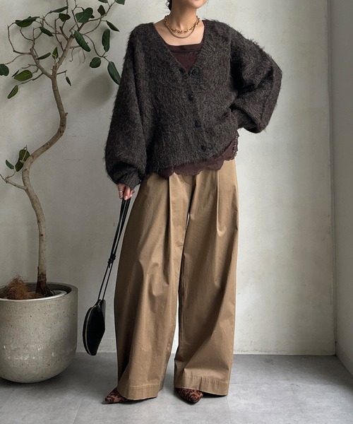 DouDou（ドゥドゥ）の「【WEB限定】シャギーVカーディガン（カーディガン/ボレロ・レディース・ネイビー/チャコールグレー/ブラウン・FREE）」の16枚目の写真