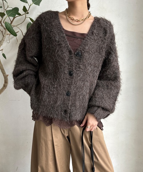 DouDou（ドゥドゥ）の「【WEB限定】シャギーVカーディガン（カーディガン/ボレロ・レディース・ネイビー/チャコールグレー/ブラウン・FREE）」の18枚目の写真
