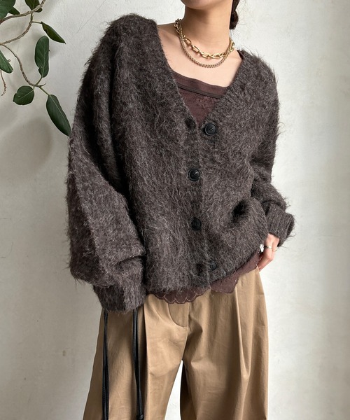 DouDou（ドゥドゥ）の「【WEB限定】シャギーVカーディガン（カーディガン/ボレロ・レディース・ネイビー/チャコールグレー/ブラウン・FREE）」の19枚目の写真