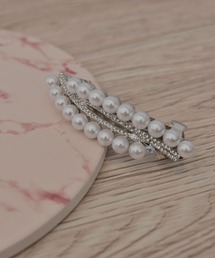VIBGYOR Women | 【resonance】キラキラ ラインストーン×パール ヘアバレッタ【オケージョン】(バレッタ/ヘアクリップ)