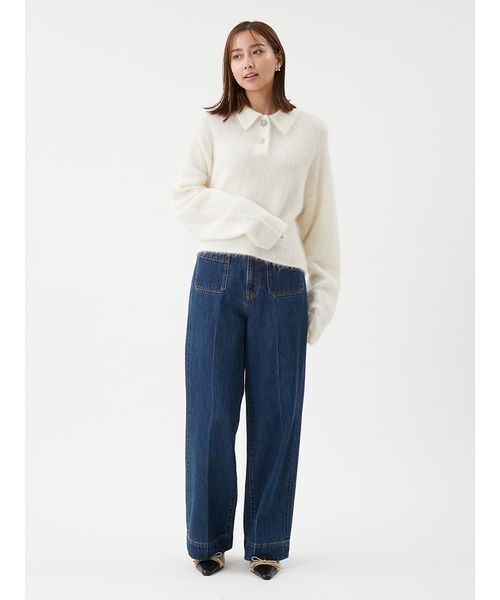 Mila Owen ビジュー釦クロップドポロニットプルオーバー 楽天市場】【SALE／50%OFF】ビジュー釦クロップドポロニットプル