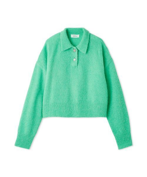 新品未使用♡ミラオーウェン　ビジュー釦クロップドポロニットプルオーバー　ピンク ビジュー釦クロップドポロニットプルオーバー(ニット)｜トップス｜Mila