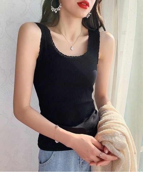 Beststore(ベストストア)の「裏起毛 インナータンクトップ秋冬 リブ(Tシャツ/カットソー・レディース・グレー/ブラック/ベージュ/ホワイト/ピンク・FREE)」の7枚目の写真