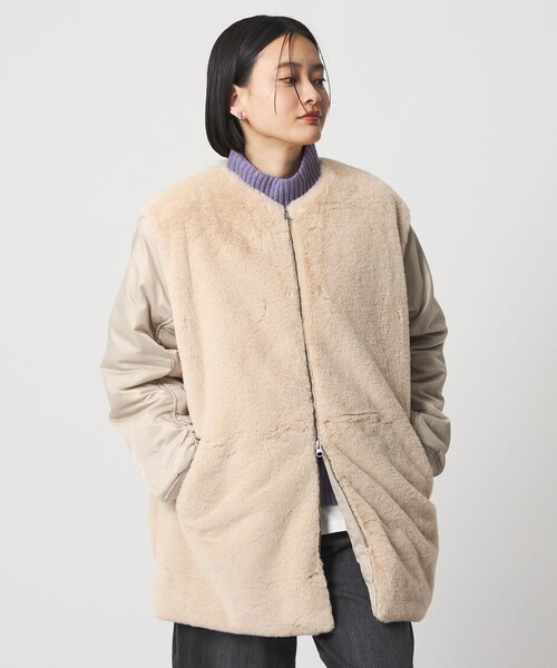 a day in the life フェイクファーコンビブルゾン フェイクファー×ナイロン コンビブルゾン ＜A DAY IN THE LIFE