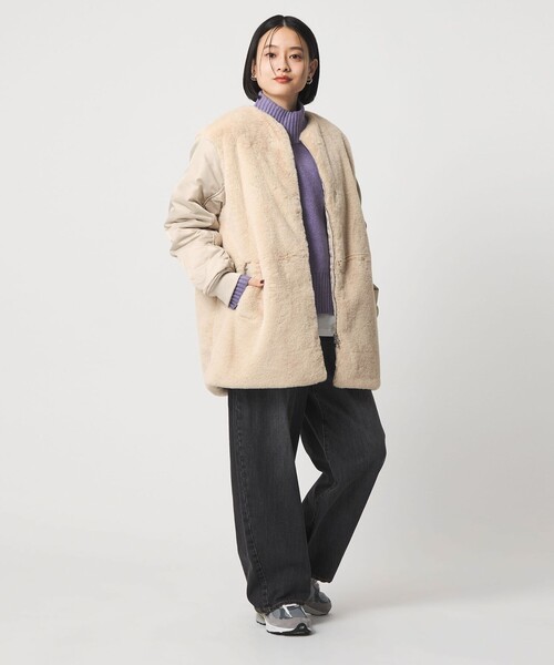 A DAY IN THE LIFE UNITED ARROWS(アデイインザライフユナイテッドアローズ)の「フェイクファー×ナイロン コンビブルゾン <A DAY IN THE LIFE>(ブルゾン・レディース・ナチュラル/モカ/ダークグレー/オリーブ・FREE)」の7枚目の写真