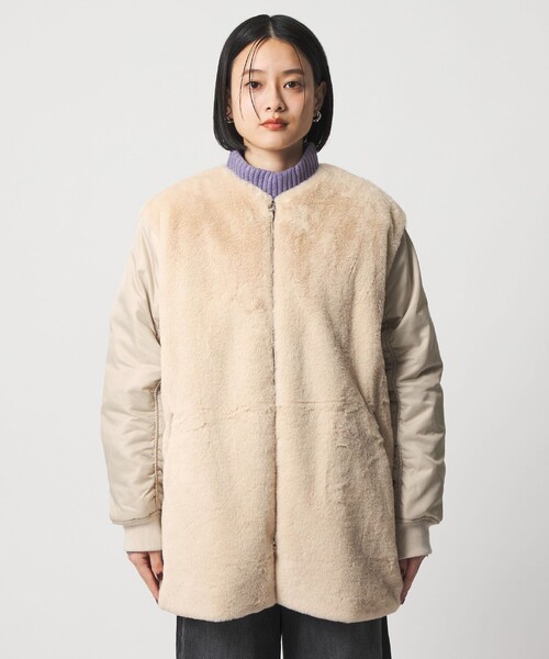 A DAY IN THE LIFE UNITED ARROWS(アデイインザライフユナイテッドアローズ)の「フェイクファー×ナイロン コンビブルゾン <A DAY IN THE LIFE>(ブルゾン・レディース・ナチュラル/モカ/ダークグレー/オリーブ・FREE)」の8枚目の写真