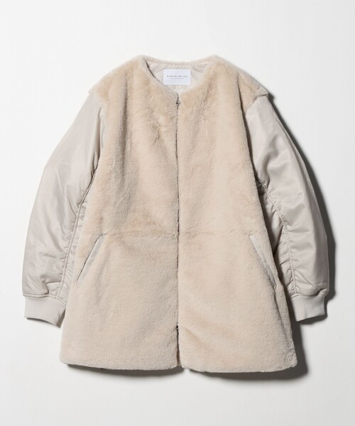 a day in the life フェイクファーコンビブルゾン フェイクファー×ナイロン コンビブルゾン ＜A DAY IN THE LIFE