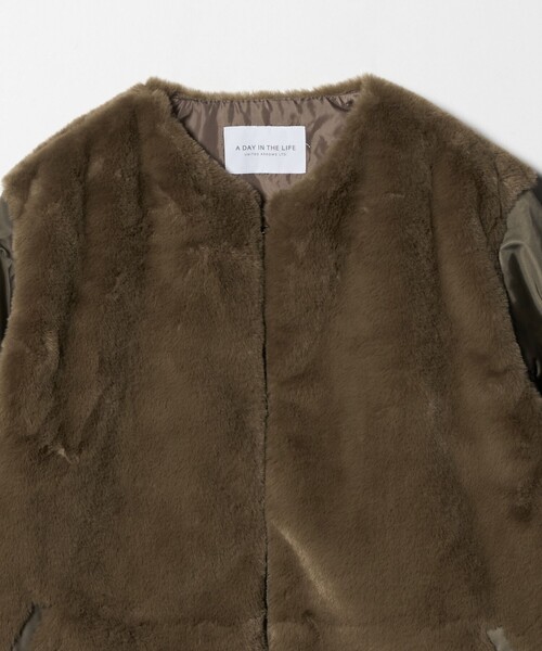 a day in the life フェイクファーコンビブルゾン A DAY IN THE LIFE ブルゾン アウター フェイクファー×ナイロン コンビ
