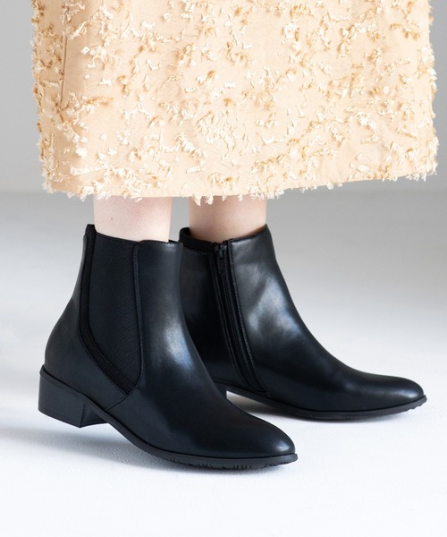 JELLY BEANS（ジェリービーンズ）の「サイド切り替えショートブーツ(204-57131)JELLY BEANS(ジェリービーンズ)（ブーツ・レディース・ダークブラウン/ブラック・S/M/L）」の2枚目の写真