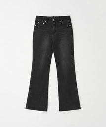 BACK HEART STITCH POCKET BOOTSCUT DENIM SPAN PANTS GREY
