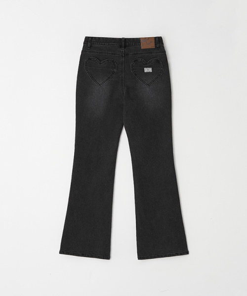 RONRON(ロンロン)の「BACK HEART STITCH POCKET BOOTSCUT DENIM SPAN PANTS GREY(デニムパンツ・レディース・その他・SMALL/MEDIUM)」の2枚目の写真