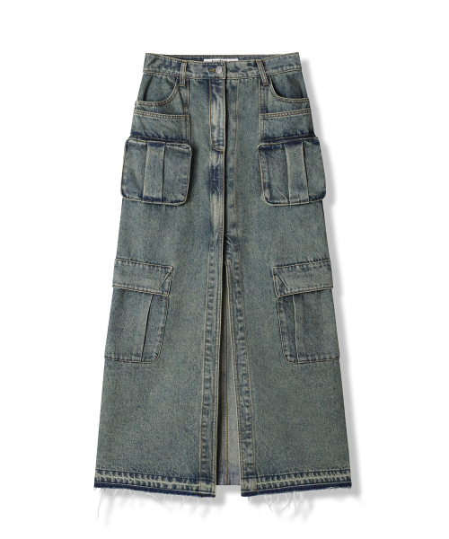 AVANDRESS(アバンドレス )の「Evelyn Long Denim Skirt VINTAGE BLUE(スカート・レディース・ブルー・LARGE/MEDIUM/SMALL)」の8枚目の写真