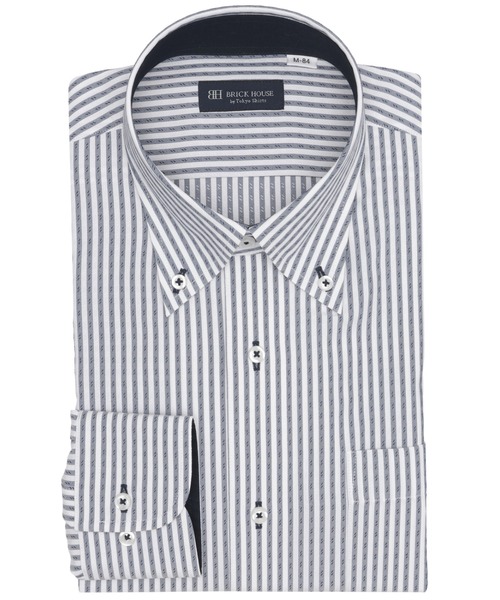 TOKYO SHIRTS(トウキョウシャツ)の「【吸水速乾】【COFREX】形態安定ノンアイロン ボタンダウン 長袖ビジネスワイシャツ(ビジネスシャツ・メンズ・ネイビー・首回り37cm-裄丈80cm/首回り39cm-裄丈80cm/首回り39cm-裄丈84cm/首回り41cm-裄丈82cm/首回り41cm-裄丈86cm/首回り42cm-裄丈82cm/首回り42cm-裄丈86cm/首回り43cm-裄丈82cm/首回り43cm-裄丈86cm)」の1枚目の写真