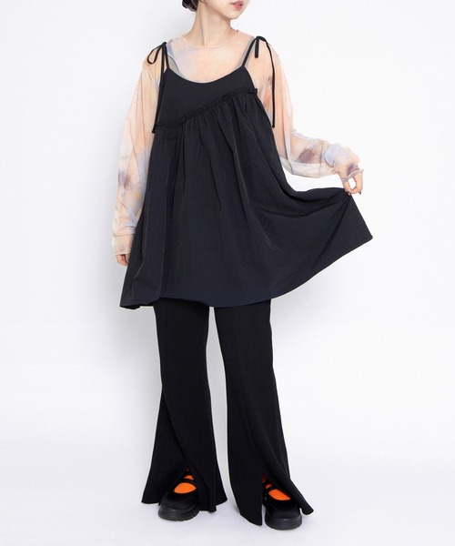 PUNYUS（プニュズ）の「ナイロンリメイクキャミワンピース（ワンピース・レディース・ブラック/ホワイト・1/3/4/2）」の10枚目の写真