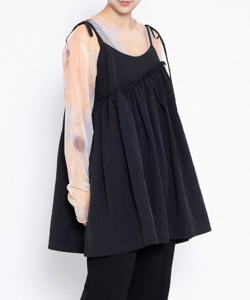 PUNYUS（プニュズ）の「ナイロンリメイクキャミワンピース（ワンピース・レディース・ブラック/ホワイト・1/3/4/2）」の16枚目の写真