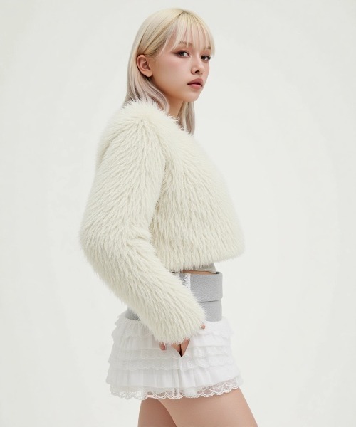.KOM（ドットコム）の「A'GEM/9 × .kom 『.KOM/ドットケーオーエム』フリルチュールミニスカート（スカート・レディース・ブラック/グレー・FREE）」の12枚目の写真