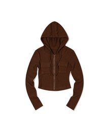 MOAA（モア）の「ダブルポケットクロップフードニット (ブラウン)（パーカー）」