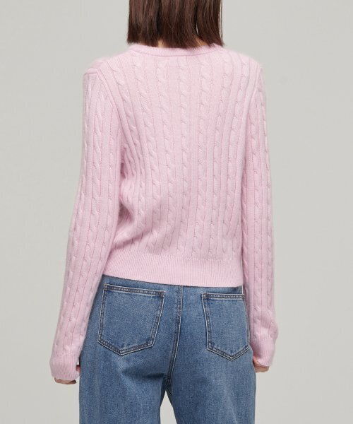 MUSINSA STANDARD WOMAN（ムシンサスタンダードウーマン）の「ウィメンズアンゴラブレンドケーブルクルーネックニット[ピンク]（ニット/セーター・レディース・その他・MEDIUM/X-SMALL/SMALL/LARGE）」の2枚目の写真