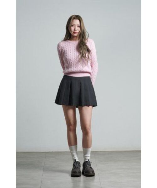 MUSINSA STANDARD WOMAN（ムシンサスタンダードウーマン）の「ウィメンズアンゴラブレンドケーブルクルーネックニット[ピンク]（ニット/セーター・レディース・その他・MEDIUM/X-SMALL/SMALL/LARGE）」の7枚目の写真