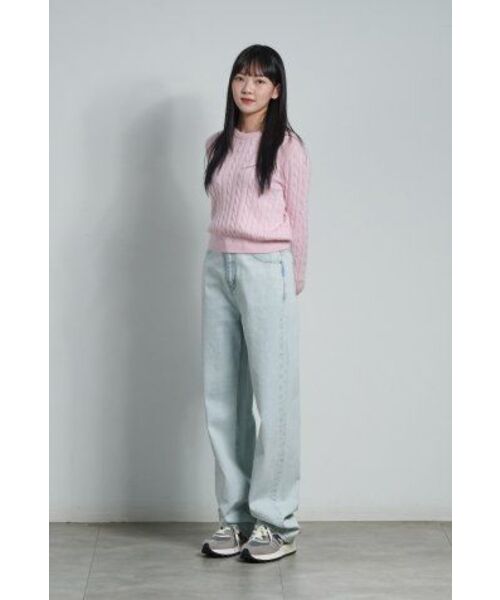 MUSINSA STANDARD WOMAN（ムシンサスタンダードウーマン）の「ウィメンズアンゴラブレンドケーブルクルーネックニット[ピンク]（ニット/セーター・レディース・その他・MEDIUM/X-SMALL/SMALL/LARGE）」の8枚目の写真