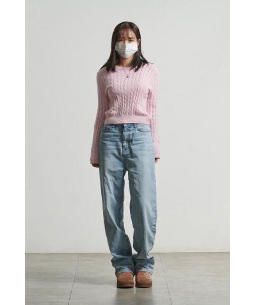 MUSINSA STANDARD WOMAN（ムシンサスタンダードウーマン）の「ウィメンズアンゴラブレンドケーブルクルーネックニット[ピンク]（ニット/セーター・レディース・その他・MEDIUM/X-SMALL/SMALL/LARGE）」の9枚目の写真