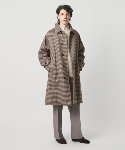 セール】ウーステッドメルトン チェック バルマカーンコート（ステン