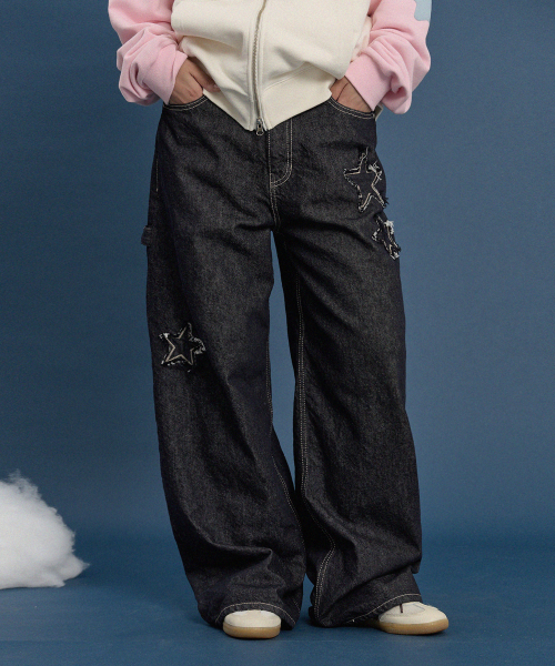 WaiKei（ワイケイ）の「スターアップリケ刺繍デニムパンツインディゴブルー（デニムパンツ・レディース・その他・4/3/1/2）」の2枚目の写真