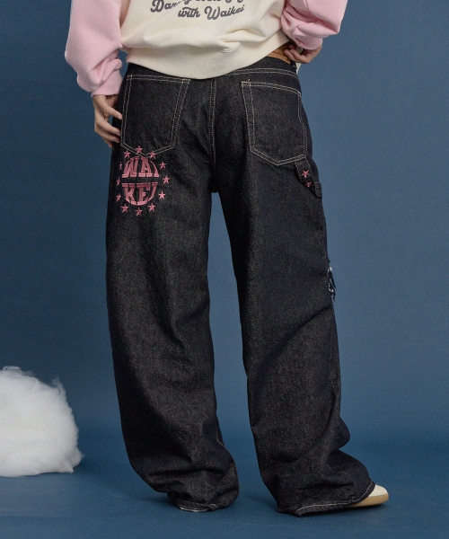 WaiKei（ワイケイ）の「スターアップリケ刺繍デニムパンツインディゴブルー（デニムパンツ・レディース・その他・4/3/1/2）」の3枚目の写真