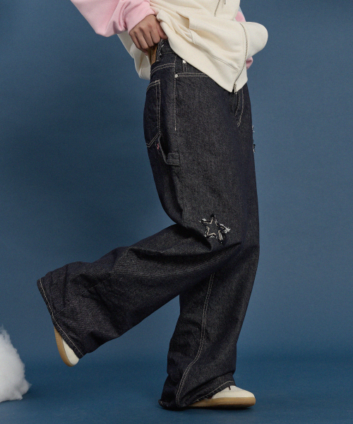 WaiKei（ワイケイ）の「スターアップリケ刺繍デニムパンツインディゴブルー（デニムパンツ・レディース・その他・4/3/1/2）」の5枚目の写真