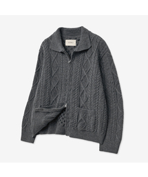 VTWO | Cable Two Way Cara Knit Zip-up_Charcoal(カーディガン/ボレロ)