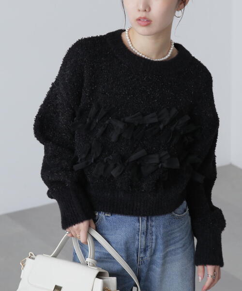 FREE'S MART（フリーズマート）の「◆ファンシーヤーンチュールリボンニット（ニット/セーター・レディース・ホワイト/グレー/ブラック・FREE）」の17枚目の写真